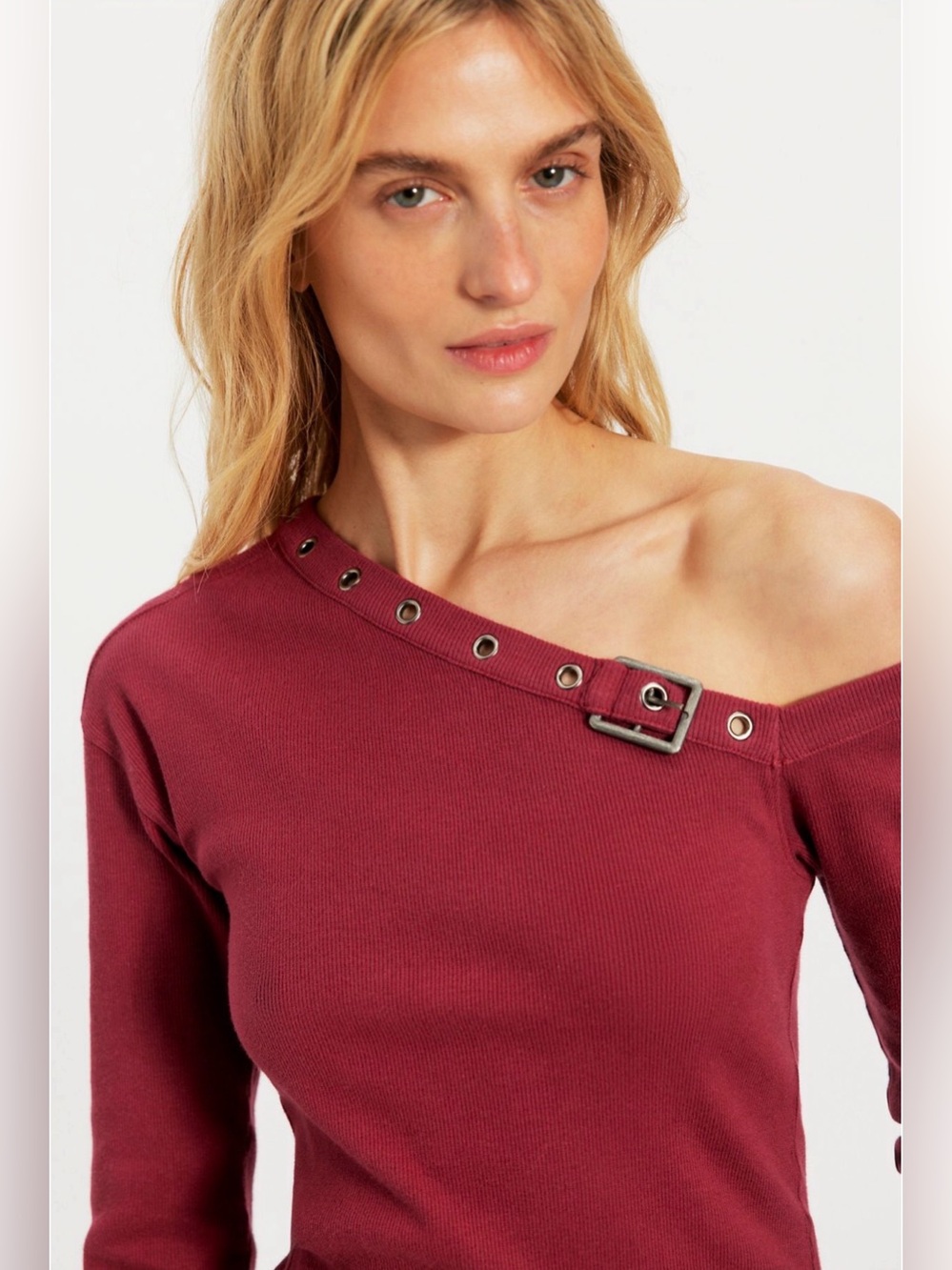 NWT Free People After Dark Off-The-Shoulder Buckle Top - Size Medium